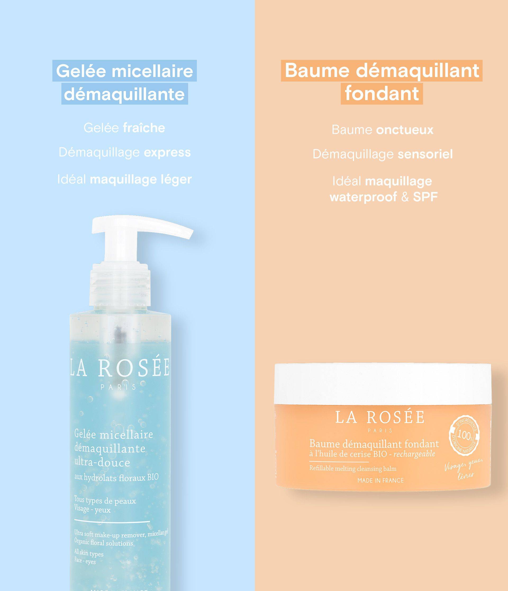 Fiche comparative - Gelee micellaire x Baume demaq