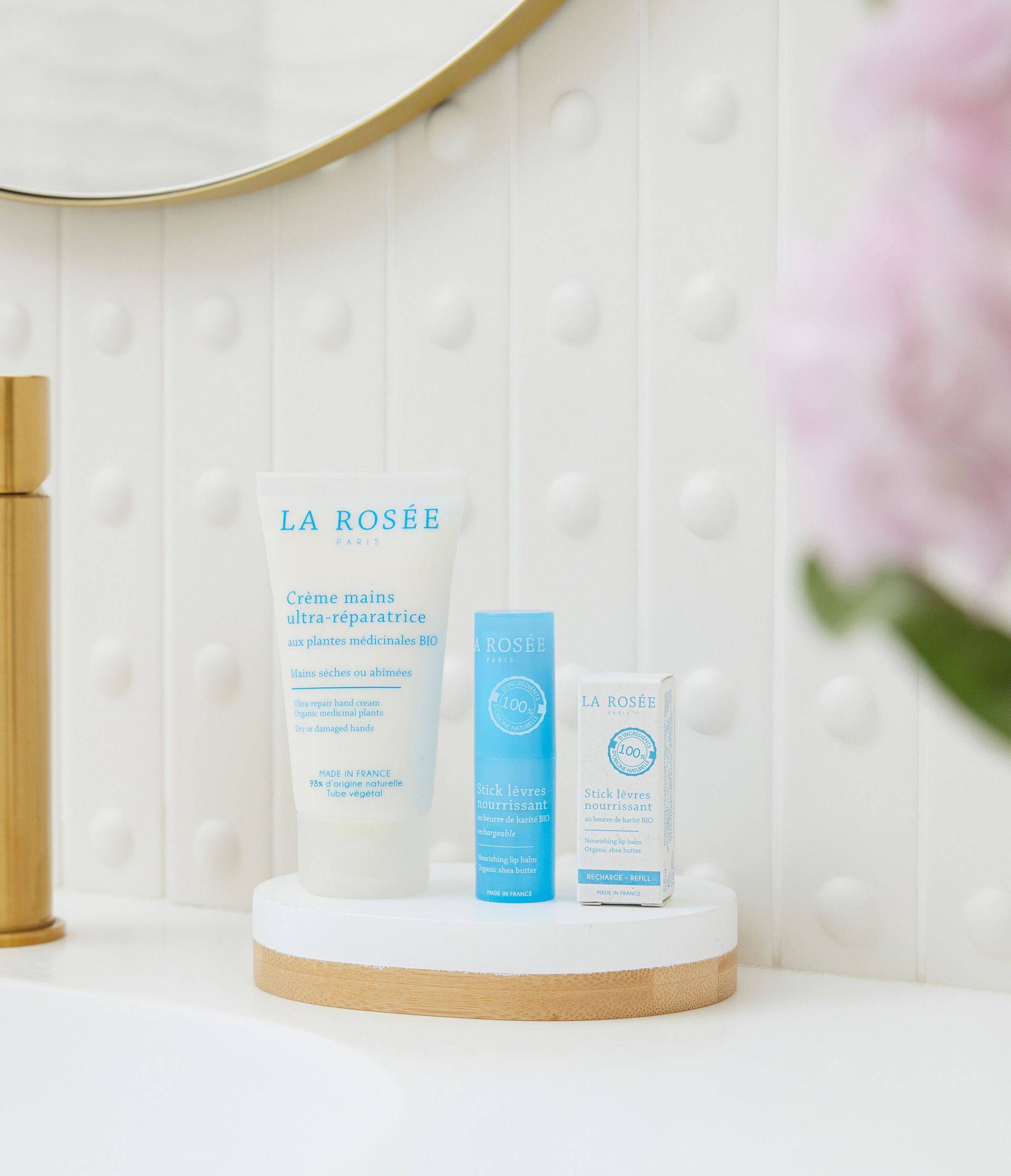 Trio crème mains stick levres incolore classique et sa recharge - La Rosée