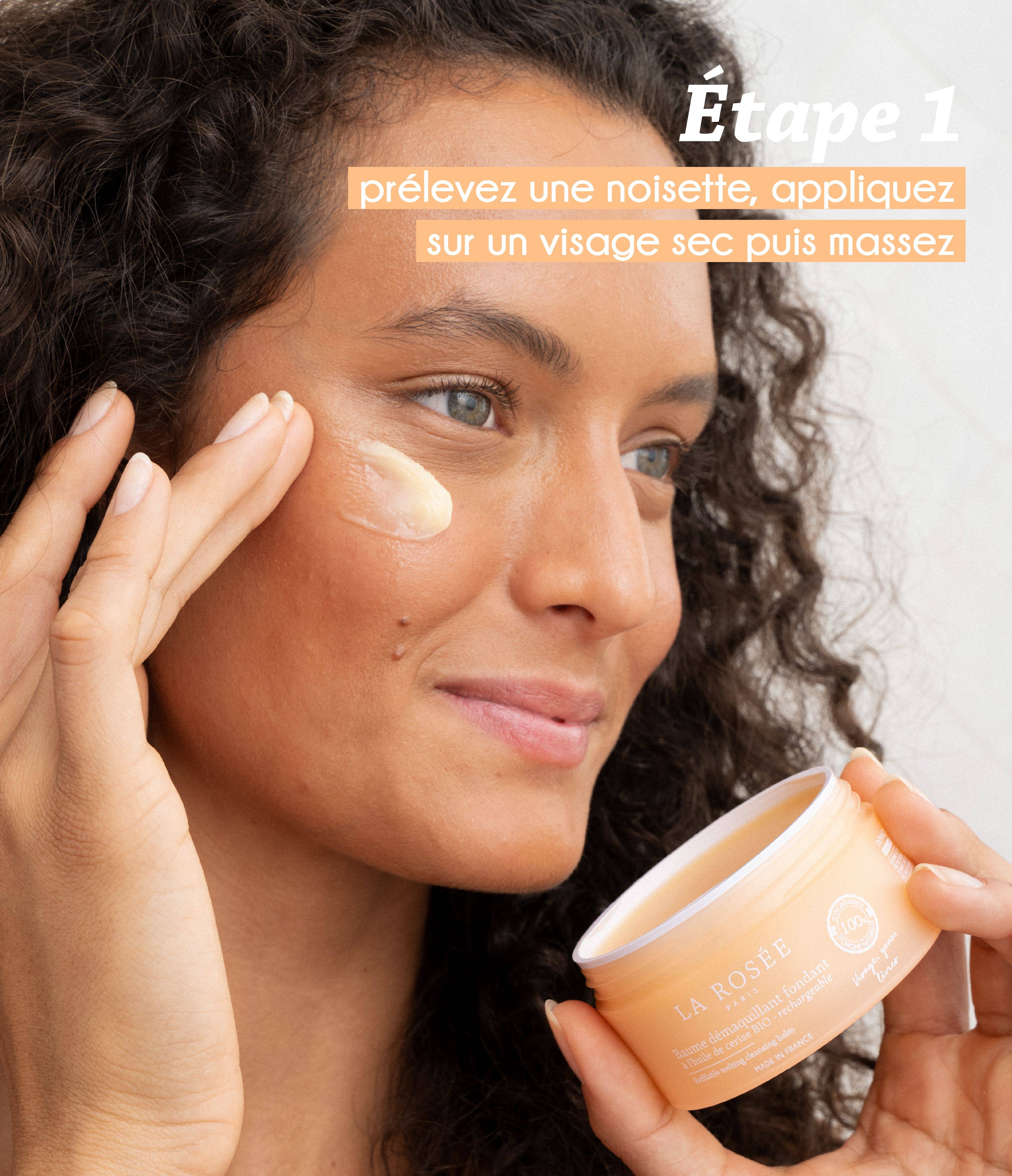 Étape application Baume démaquillant fondant rechargeable - La Rosée